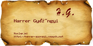 Harrer Gyöngyi névjegykártya